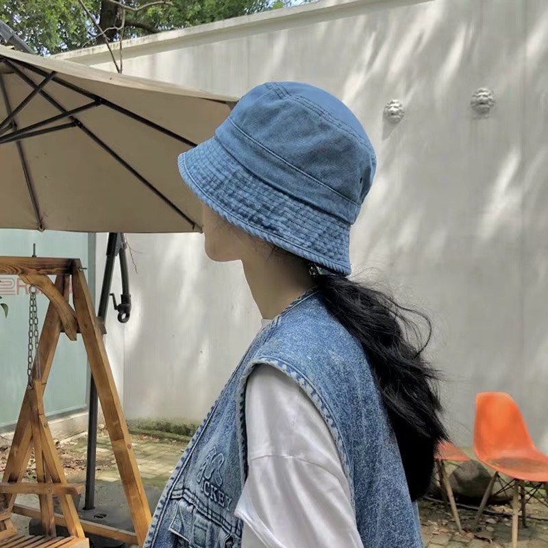 Mũ bucket denim trơn mẫu mới