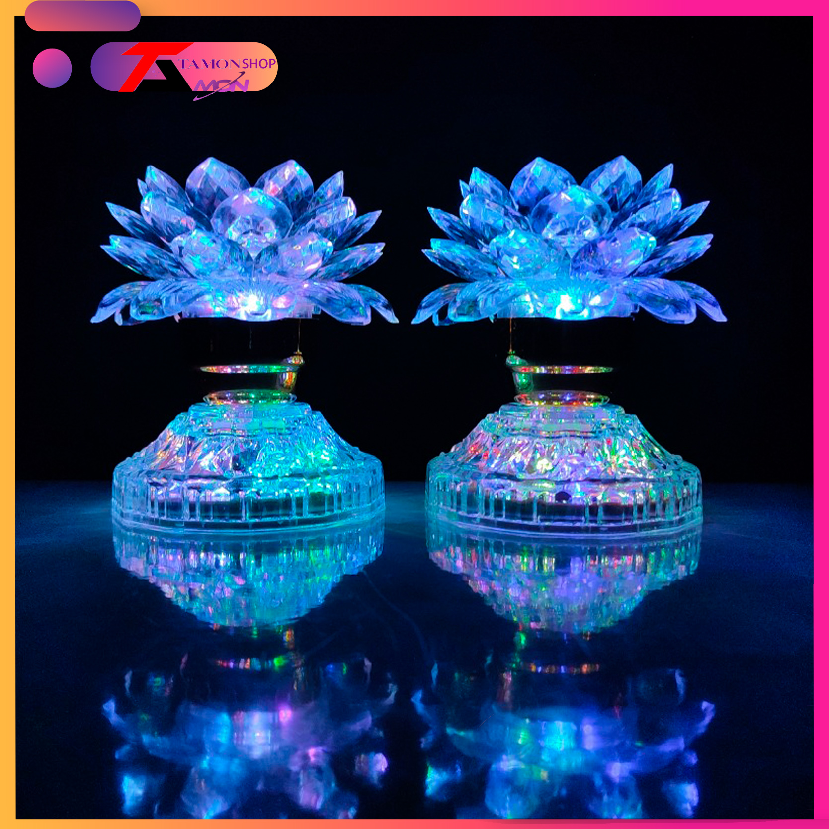 Đèn thờ Hoa Sen 2 Tầng LED đổi 7 màu đèn để bàn thờ Phật Màu trăng Tổ Tiên chưng bàn thờ đẹp