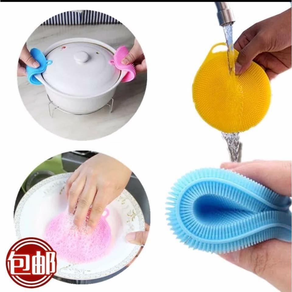 [COMBO 2] Miếng Rửa Chén Bát Silicon Có Lỗ Treo