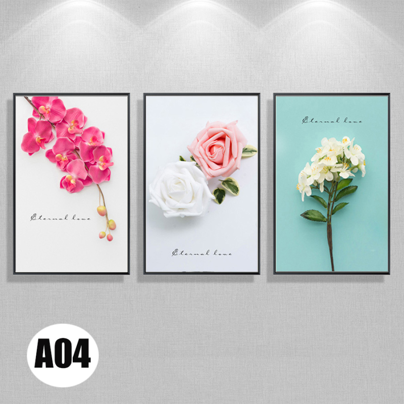 Tranh 3 bức,bộ 3 bức tranh canvas hoa lá