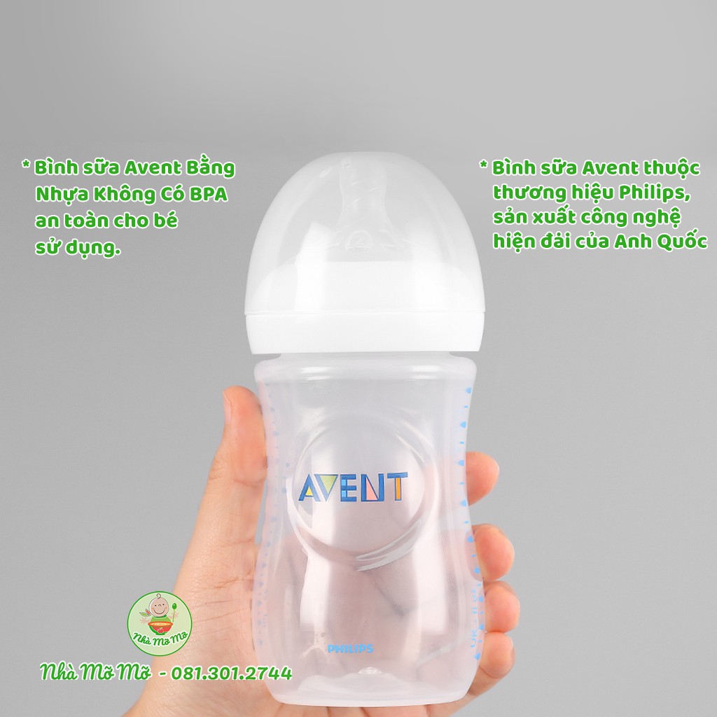 Bình sữa Philips Avent Natural 260ml (SCF693/13) cho bé - Nhà Mỡ Mỡ