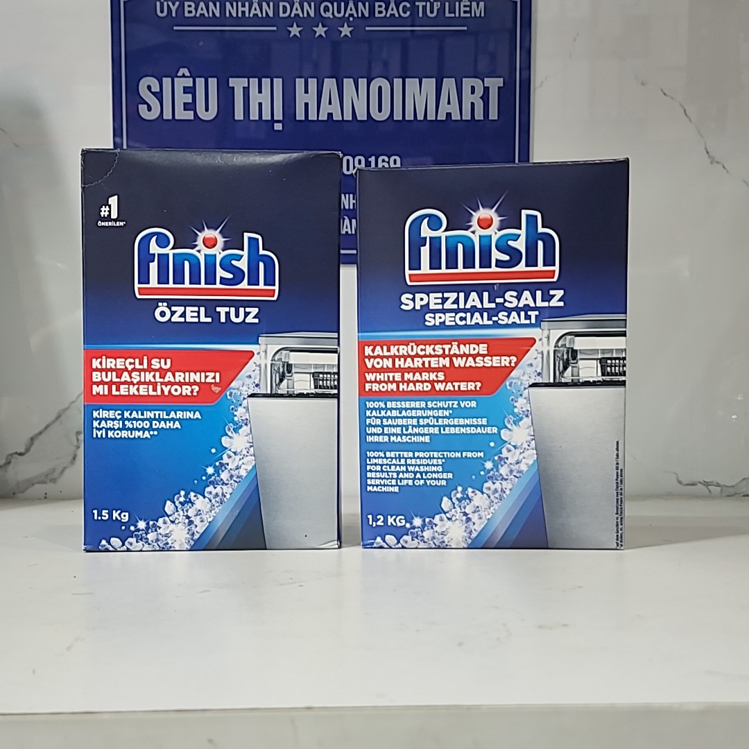 Muối làm mềm nước cho máy rửa bát Finish 4kg hoặc muối rửa bát finish 1.5kg