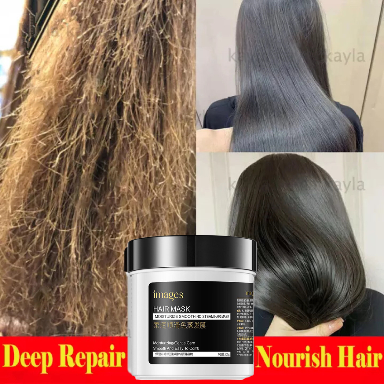 IMAGES HAIR MASK Mặt nạ phục hồi hư tổn tóc cao cấp Premium Repair Hair Mask Repairs Frizzy Make Hair Soft Smooth Deep Repair Keratin Hair Treatment for Hair Care/500g