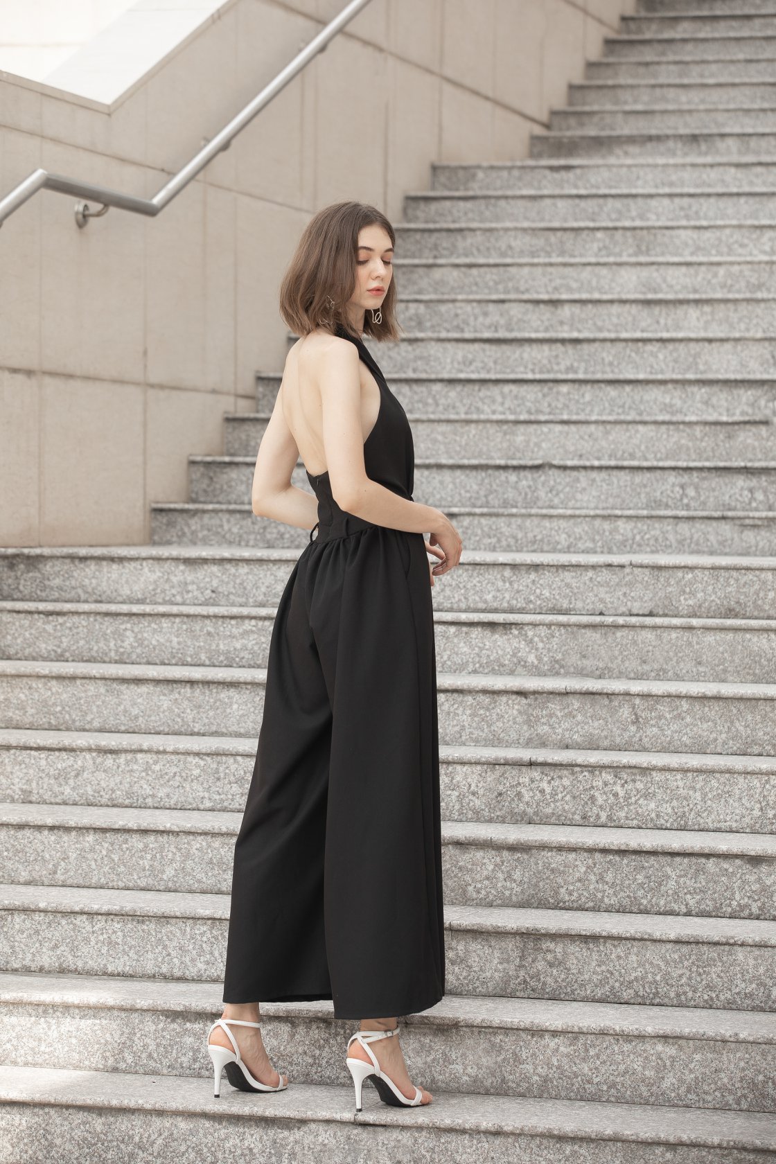 Asymmetric Black Jumpsuit