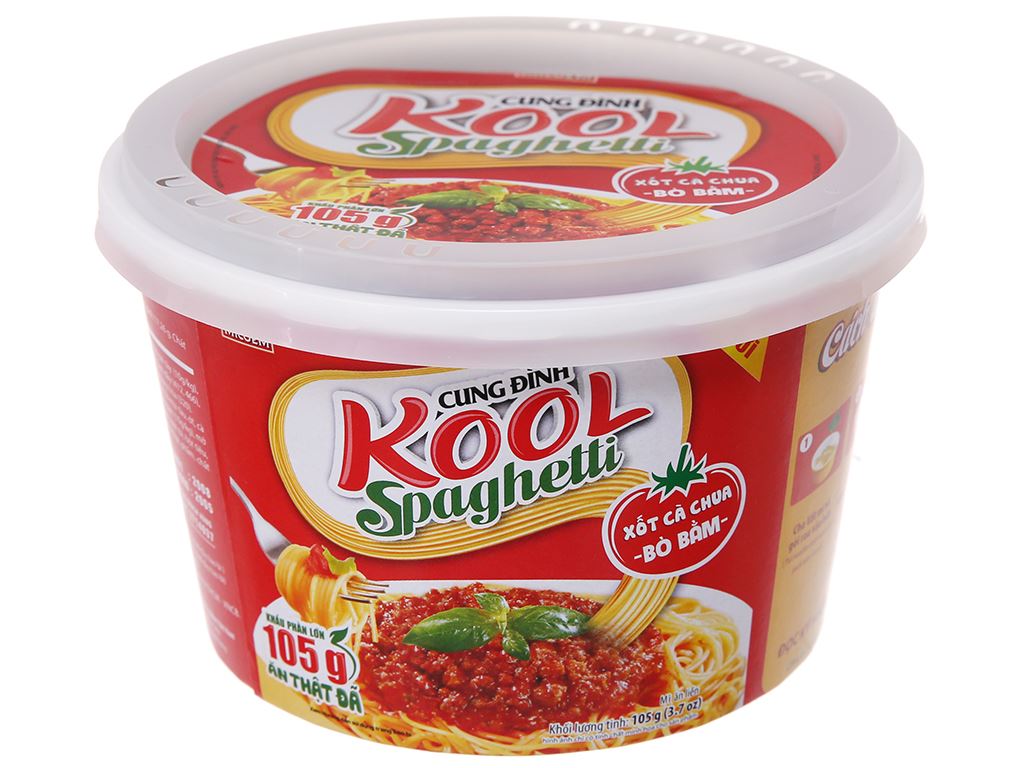 Combo 3 hộp Mì trộn Cung Đình Kool Spaghetti tô 105g có gói xốt bò bằm