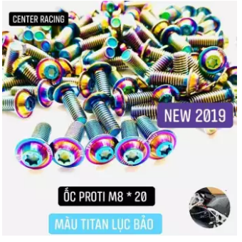 [HCM][ Màu Titan Lục Bảo ] Ốc Proti M8 20 mm Gắn Đĩa và Gác Chân