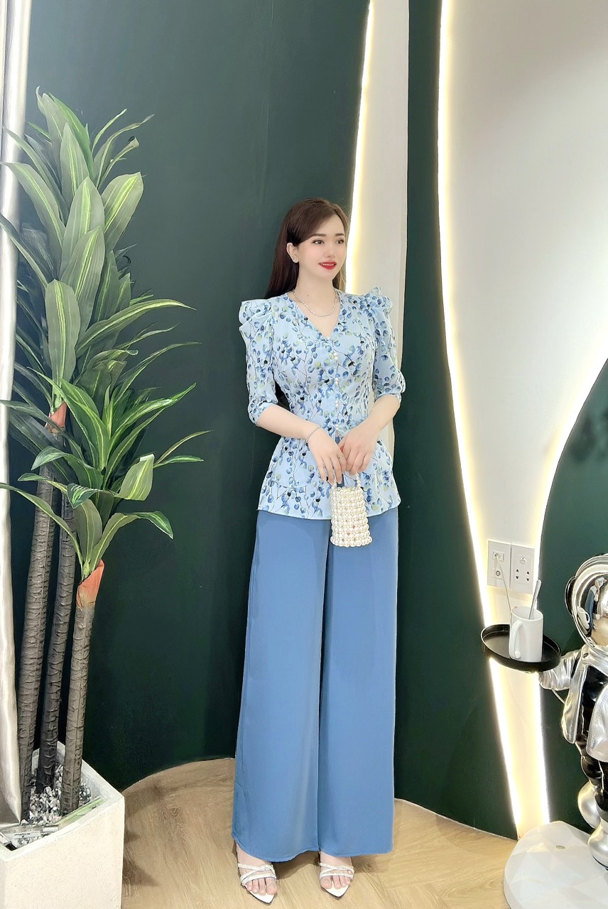 BỘ BÀ BA LỤA HOA 3D TAY PHỒNG