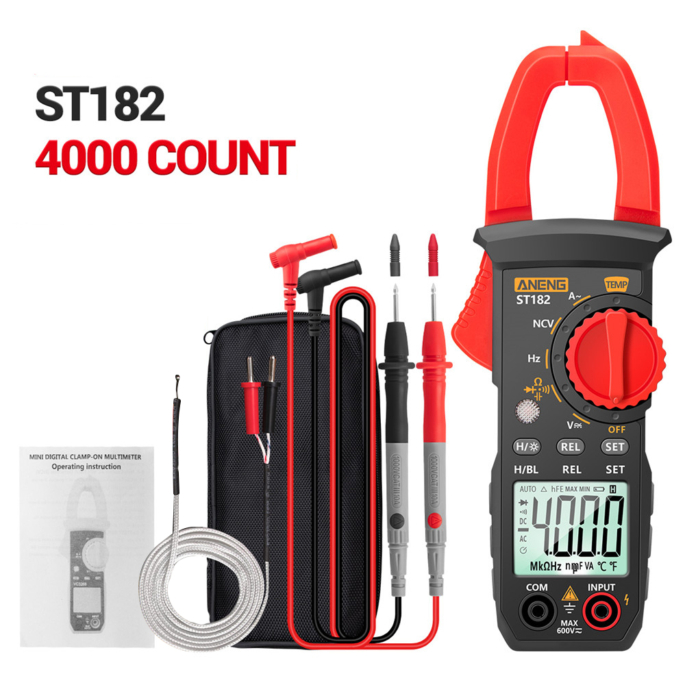 Smart Sensor 4000 Counts Digital AC Current Clamp Meter 400A Automatic Range Backlight Voltage Meter Clamp Gauge NCV Test Clamp Ammeter Universal Meter Tester Temperature /Capacitance/ Diode / AC Current / AC/DC Voltage / Resistance / Frequency