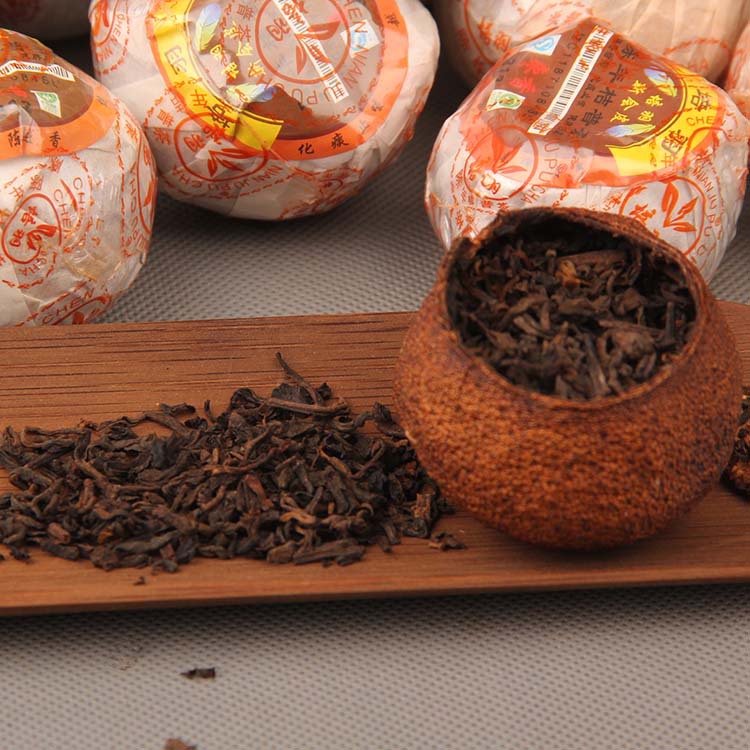 Trà phổ nhĩ quýt mãnh hải phổ nhĩ chín ủ trong vỏ trần bì lâu năm