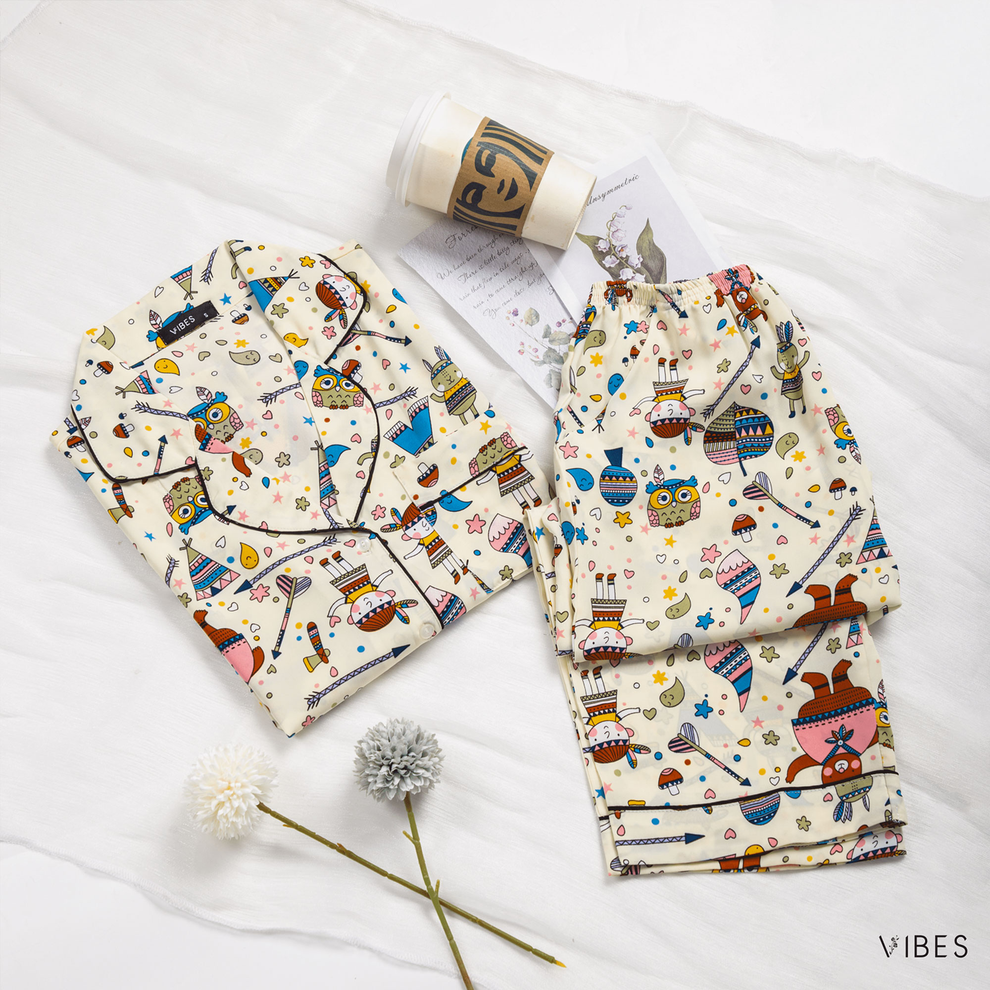 VIBES Pijama lửng Owl Capri Py Set