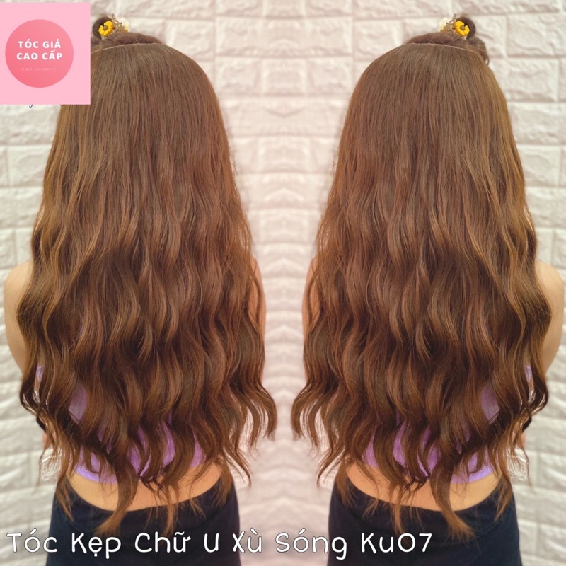 Tóc kẹp U xoăn sóng dài 😍 Mã ku07 😍 60cm