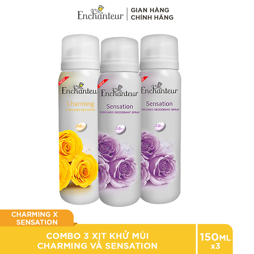 Combo 3 Xịt Khử mùi Charming và Sensation 150ml/Chai