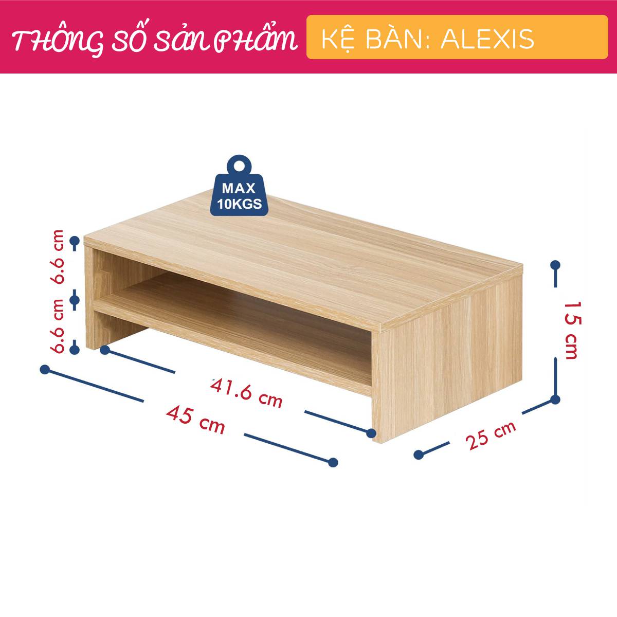 Kệ để bàn gỗ hiện đại SMLIFE Alexis