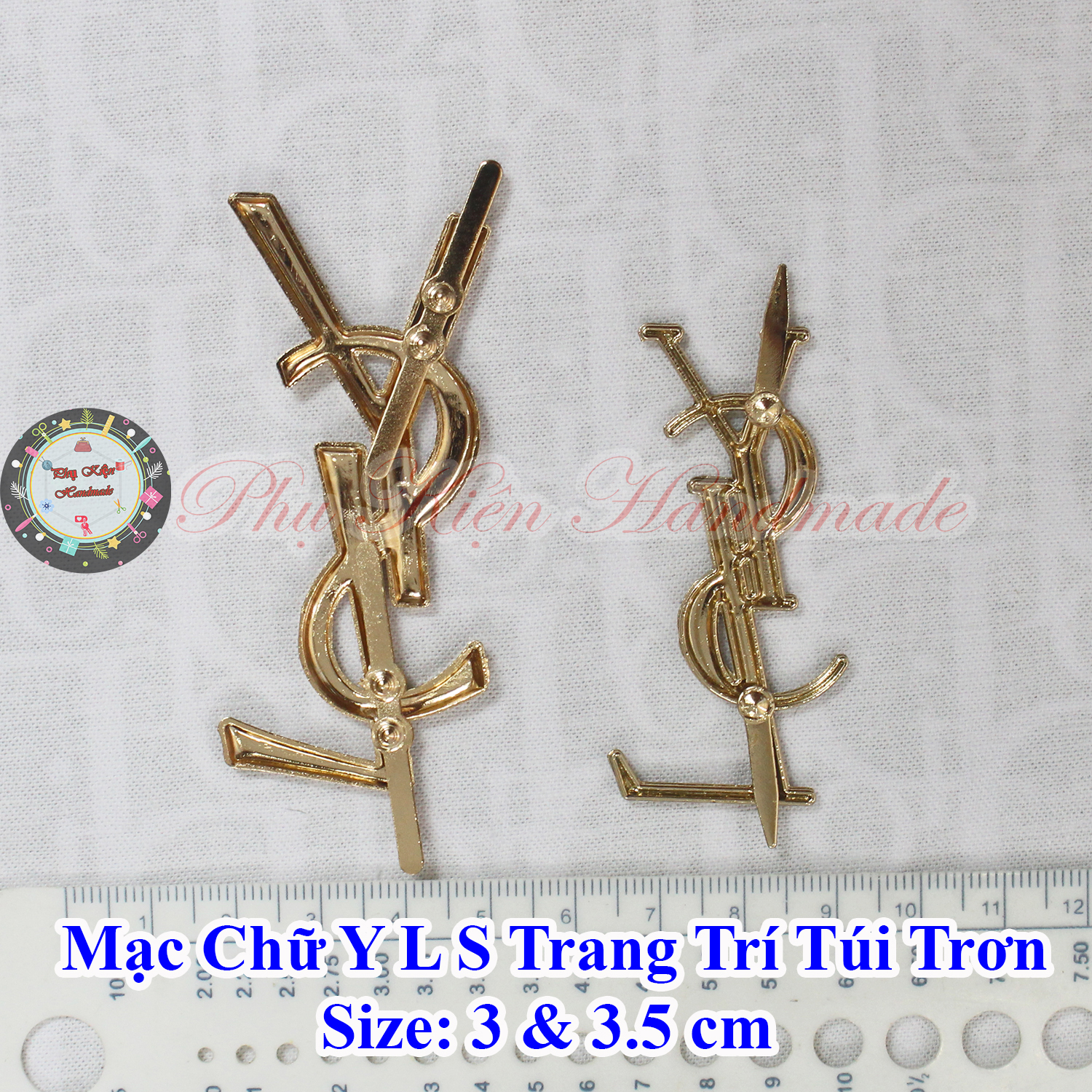 Mạc chữ Y L S trang trí túi trơn