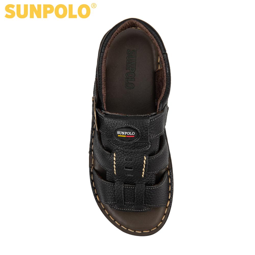Men Leather SUNPOLO Sandals SDA023 (black, brown)