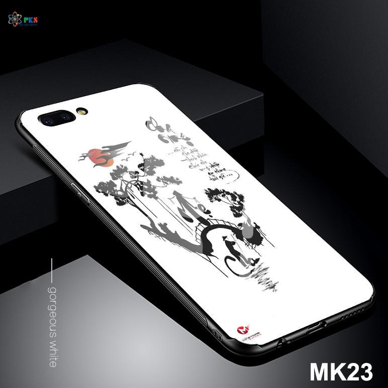 Ốp lưng Iphone 7 Plus / 8 Plus in 3D chữ thư pháp mặt kính meka sáng bóng