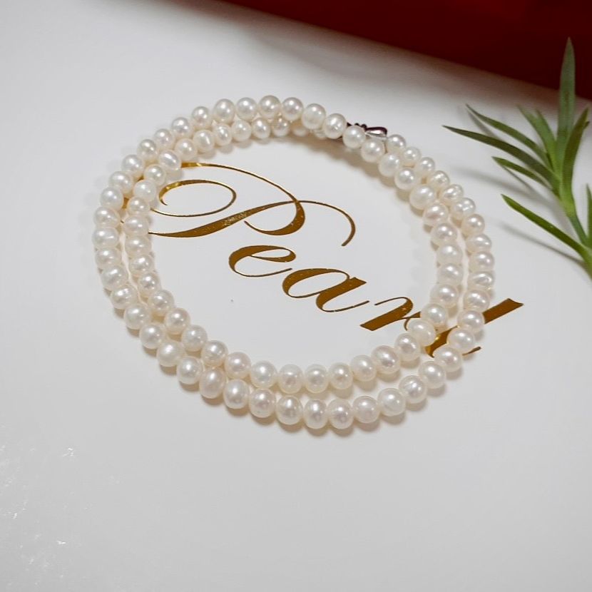 Vòng cổ chocker ngọc trai thật- ngọc ovan 3-4li