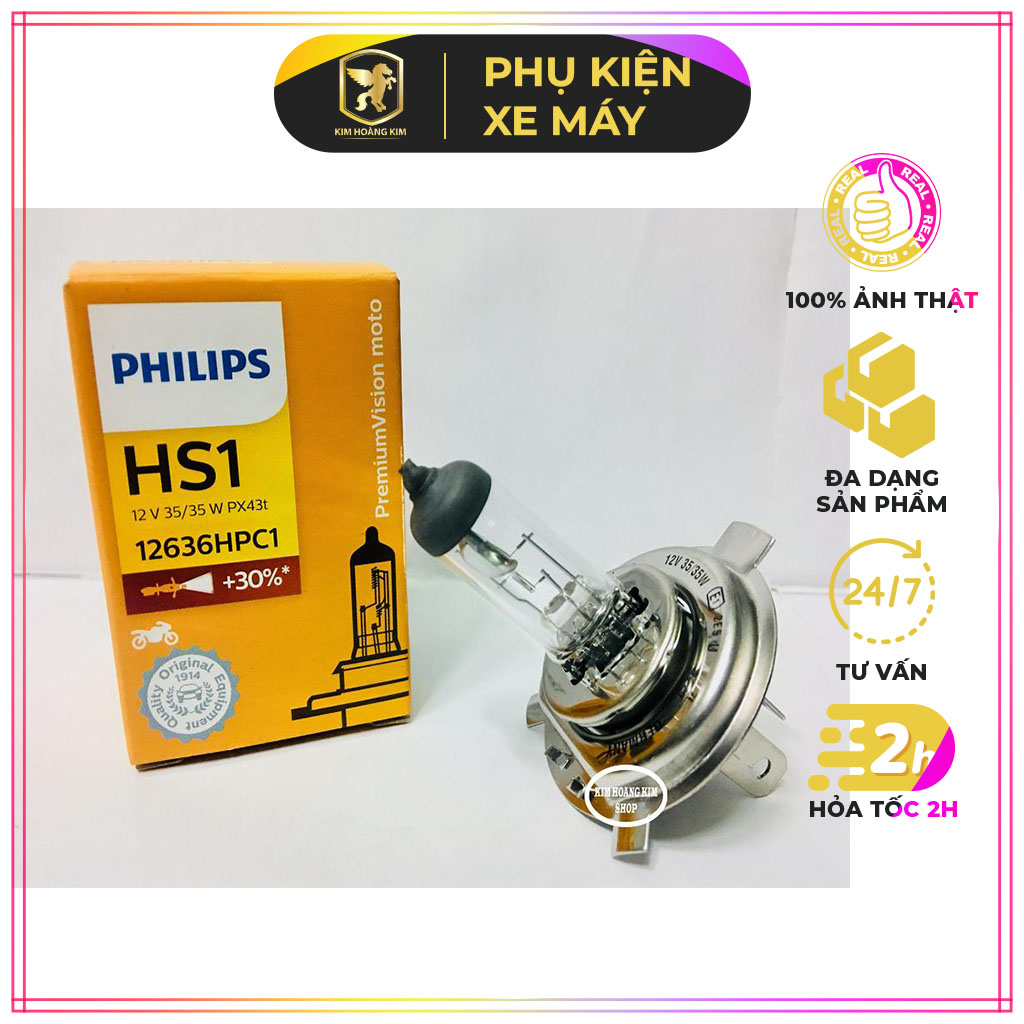 Bóng đèn halogen philips hs1 chân h4 nhập khẩu đức tăng 30% độ sáng kim hoàng kim , uy tín, chất lượng, mua ngay