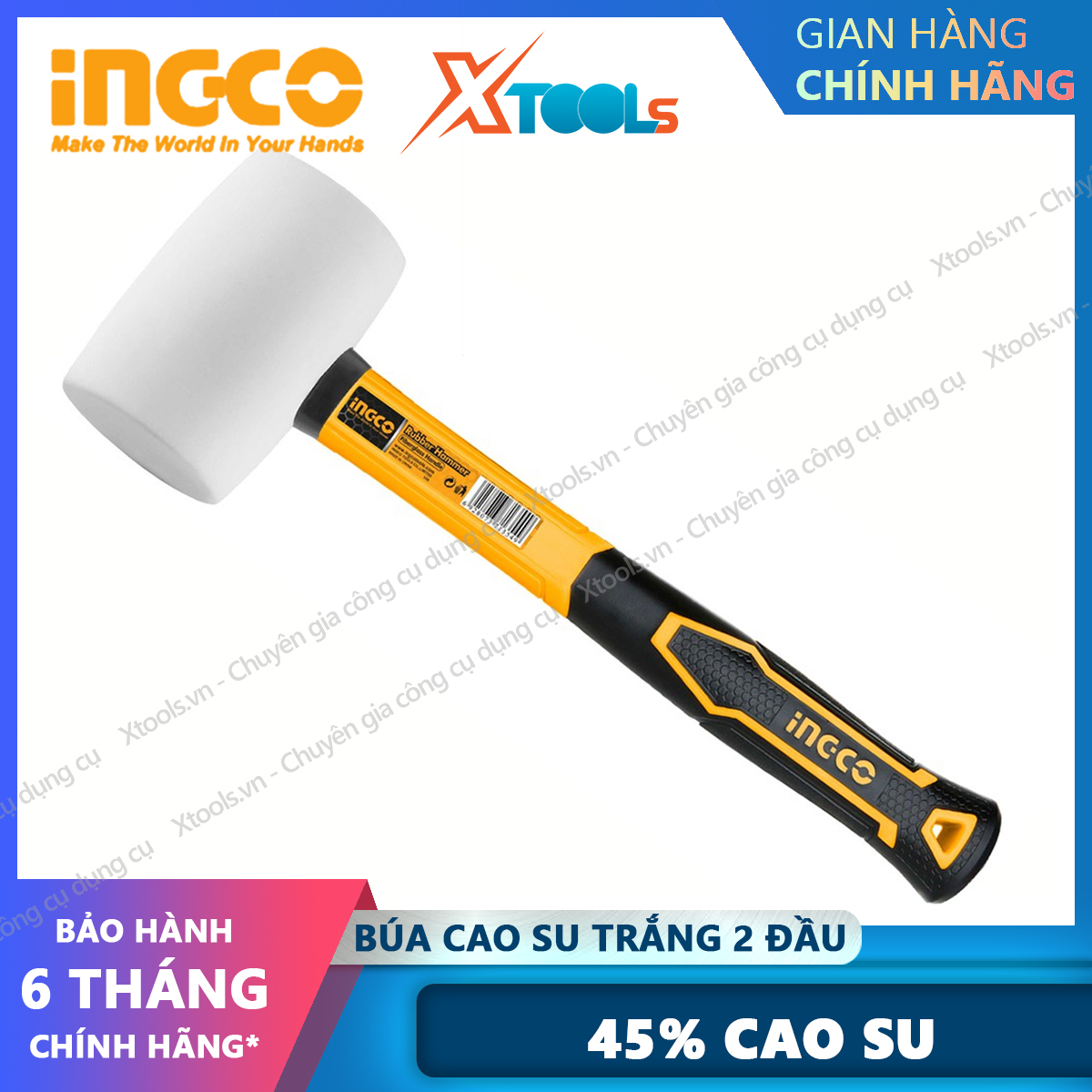 Rubber hammer White 2 head super soft high-grade ingco 220-450g lamination plastic slip-resistant broken ốp tile close wooden mechanical repair home door [xsafe] [Xtool]