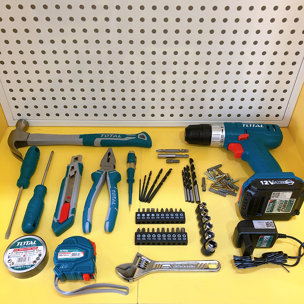 Bộ 127 Món Gồm Máy Khoan Pin 12V Total THKTHP11272