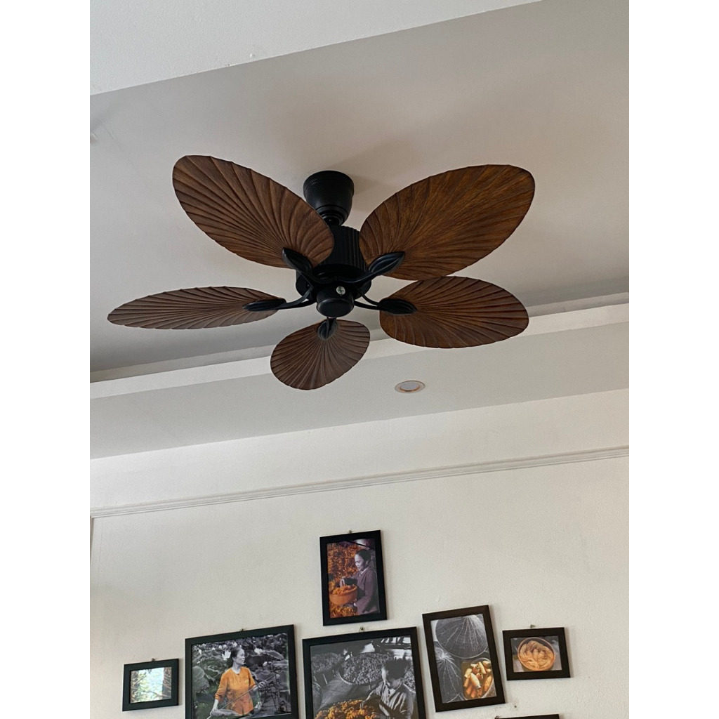 Quạt Trần Cánh lá cọ không đèn ( động cơ DC 6 tốc độ gió)