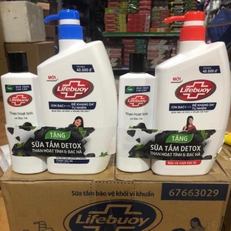 [HCM]Sữa tắm Lifebuoy ion Bạc 850g (Tặng kèm sữa tắm detox than hoạt tính và bạc hà)