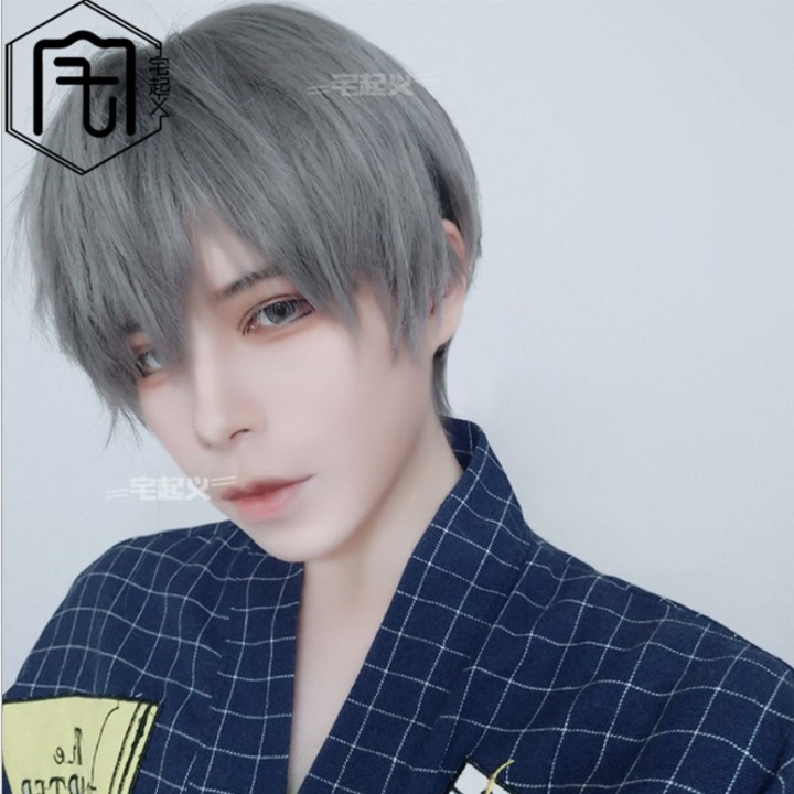 Tóc giả nam nguyên đầu,tóc giả nam cao cấp làm bằng tơ mềm mượt như tóc thật (màu khói) + tặng kèm lưới