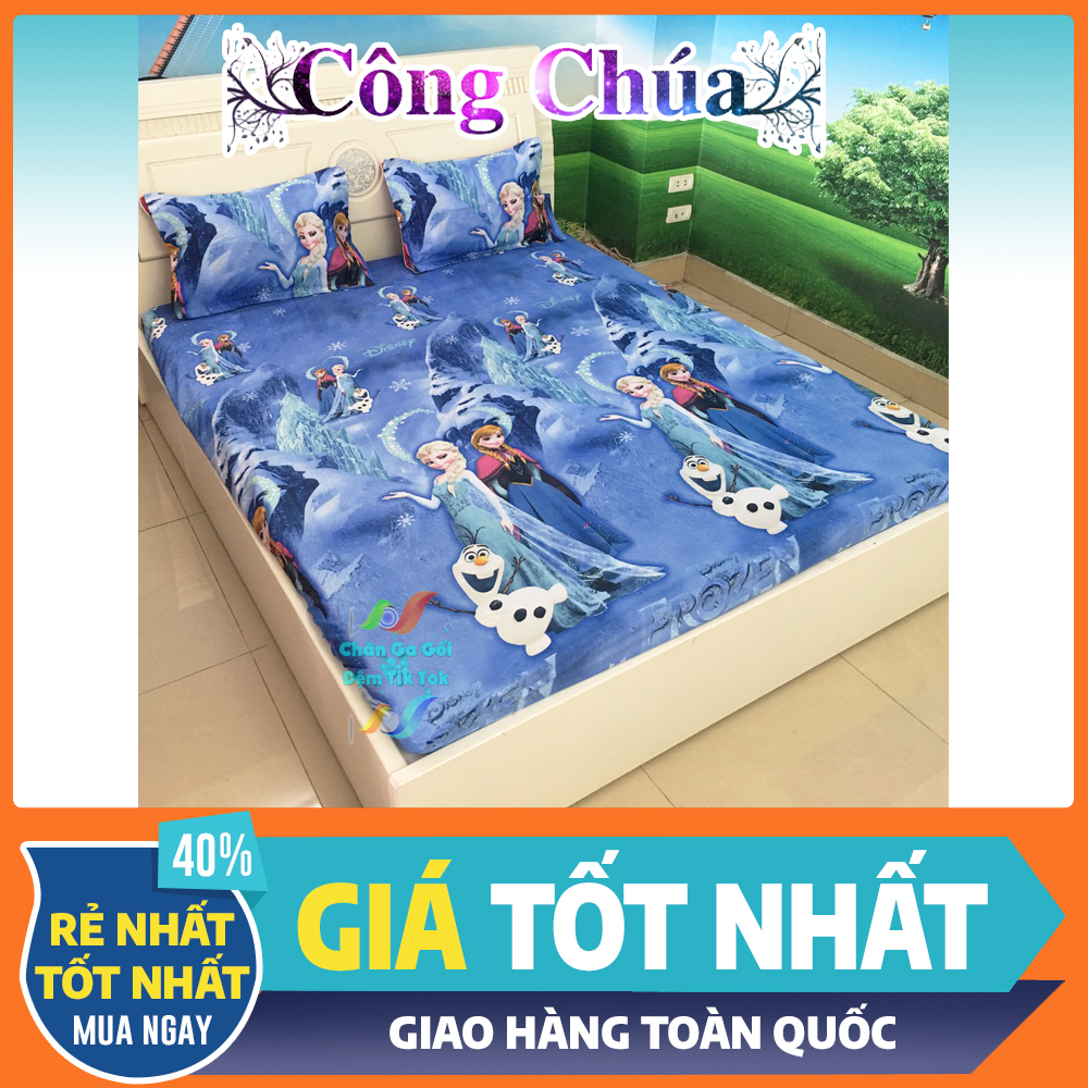 Combo 3 món Drap và Vỏ Gối Công Chúa dành cho các Bé - Đủ Size
