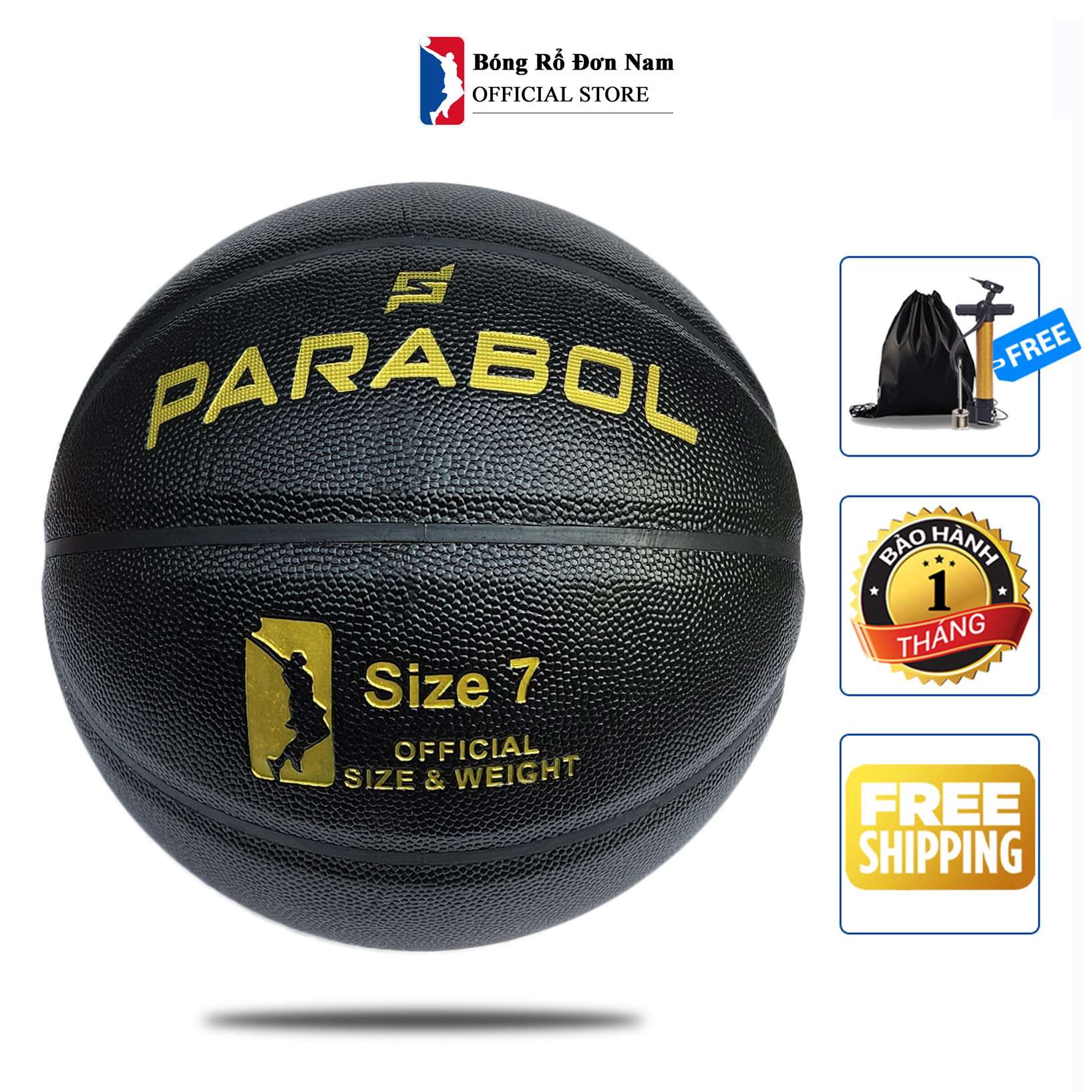 Banh Bóng Rổ Da Cao Cấp Parabol- Size 7 - Quả bóng rổ cho mặt sân outdoor/indoor - Tặng bộ phụ kiện