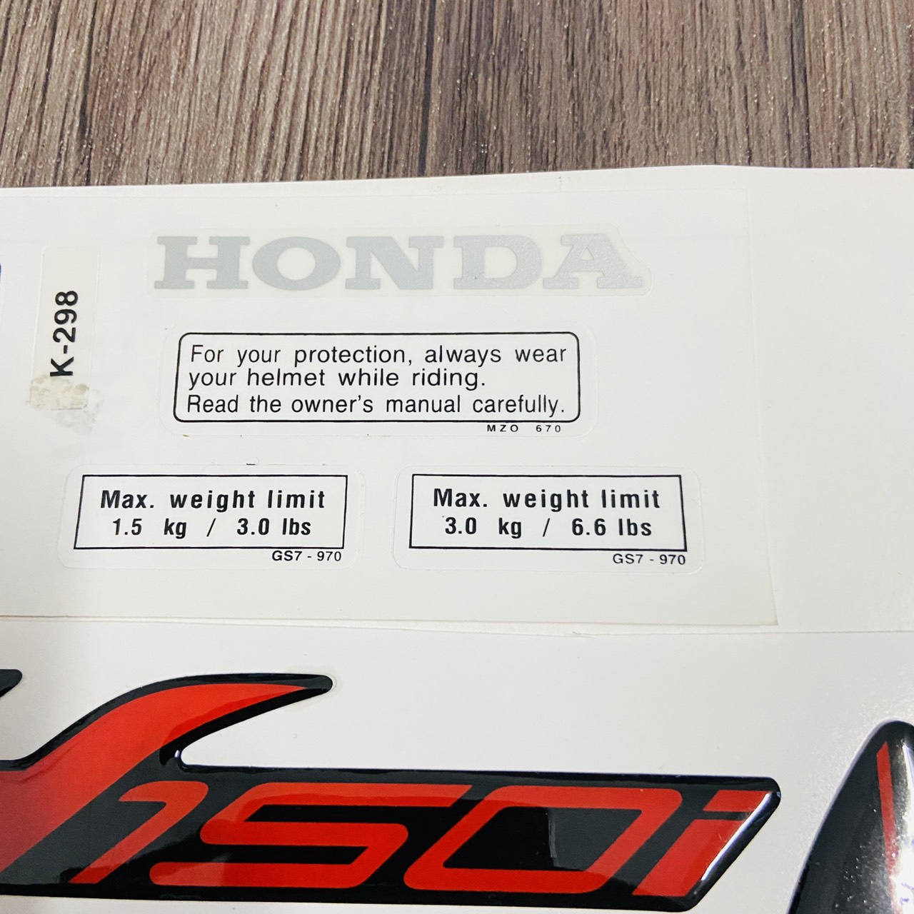 [HCM]Tem dán xe SH 150i ZIN (chữ+tem thông số xe)