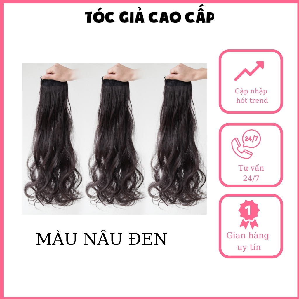 45cm và 60cm, Tóc giả kẹp sét gồm 3 dải kẹp phồng chân tóc, sợi tơ cao cấp
