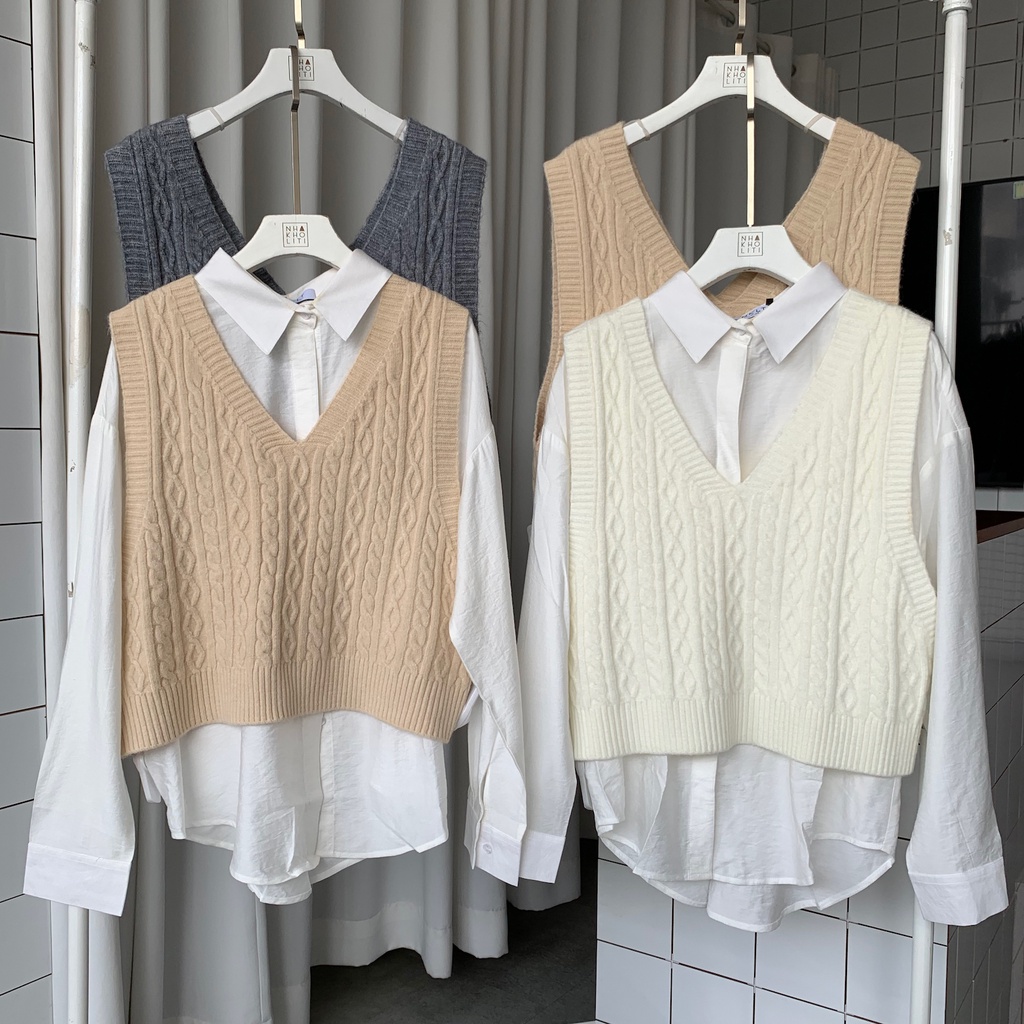 Áo ghi lê len thừng cổ V - AL530