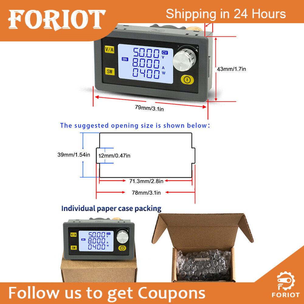 Foriot XY5008E DC Buck Boost Converter 6-55V Step Up Down Digital Control Voltage Regulator Transformer Module for Golf