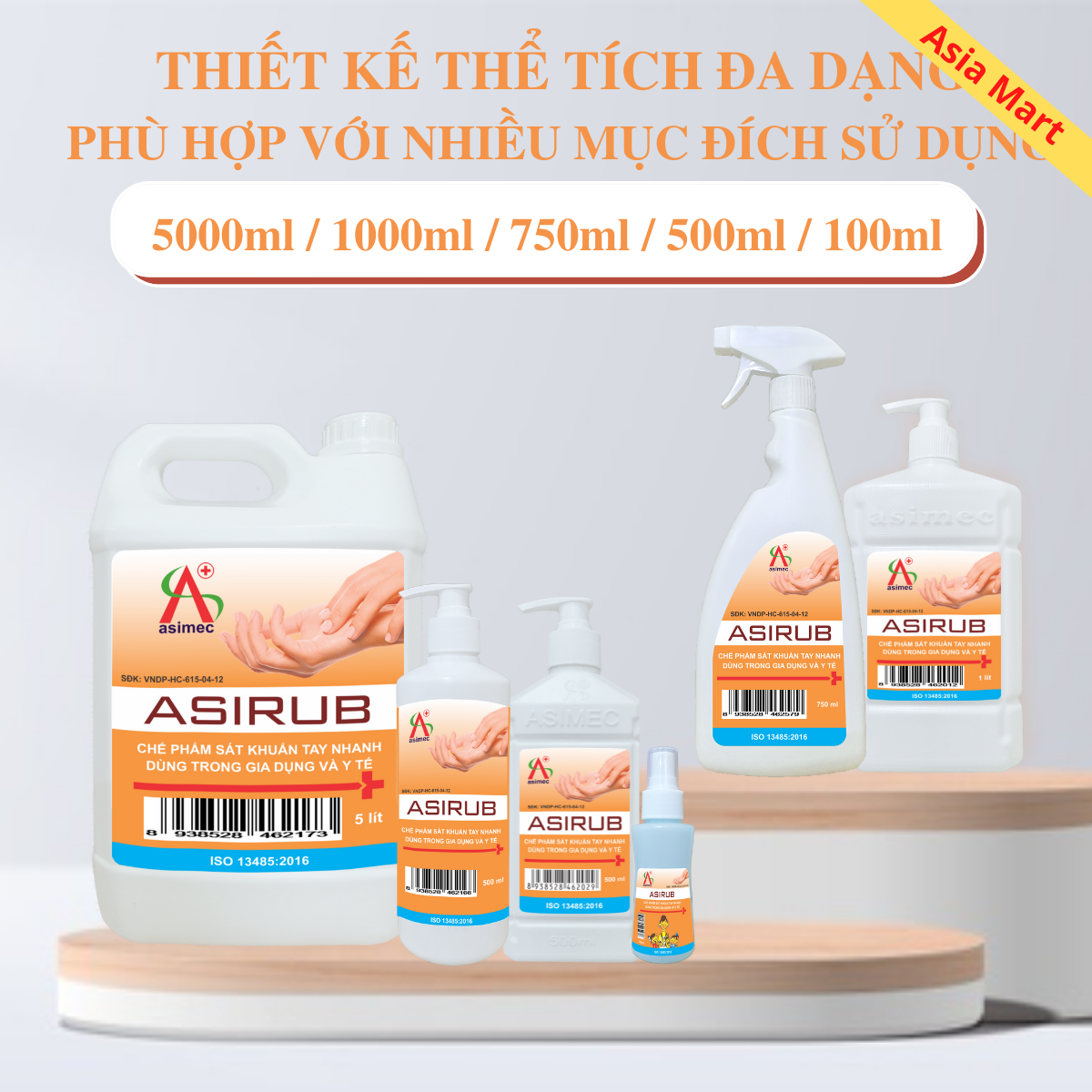 Nước rửa tay khô sát khuẩn y tế 1 lít ASIRUB [CHÍNH HÃNG]