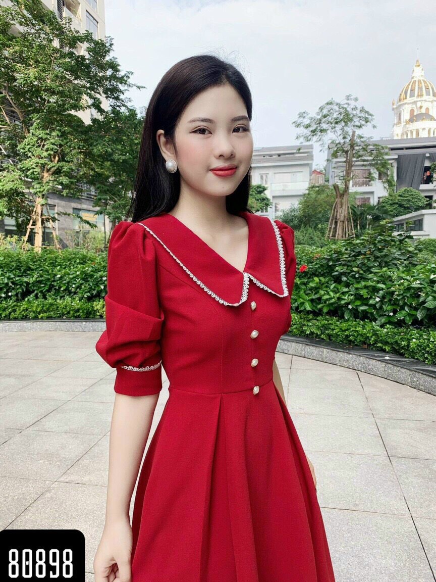 Đầm nữ xòe phối cổ cách điệu tiểu thư sang chảnh namlee26688