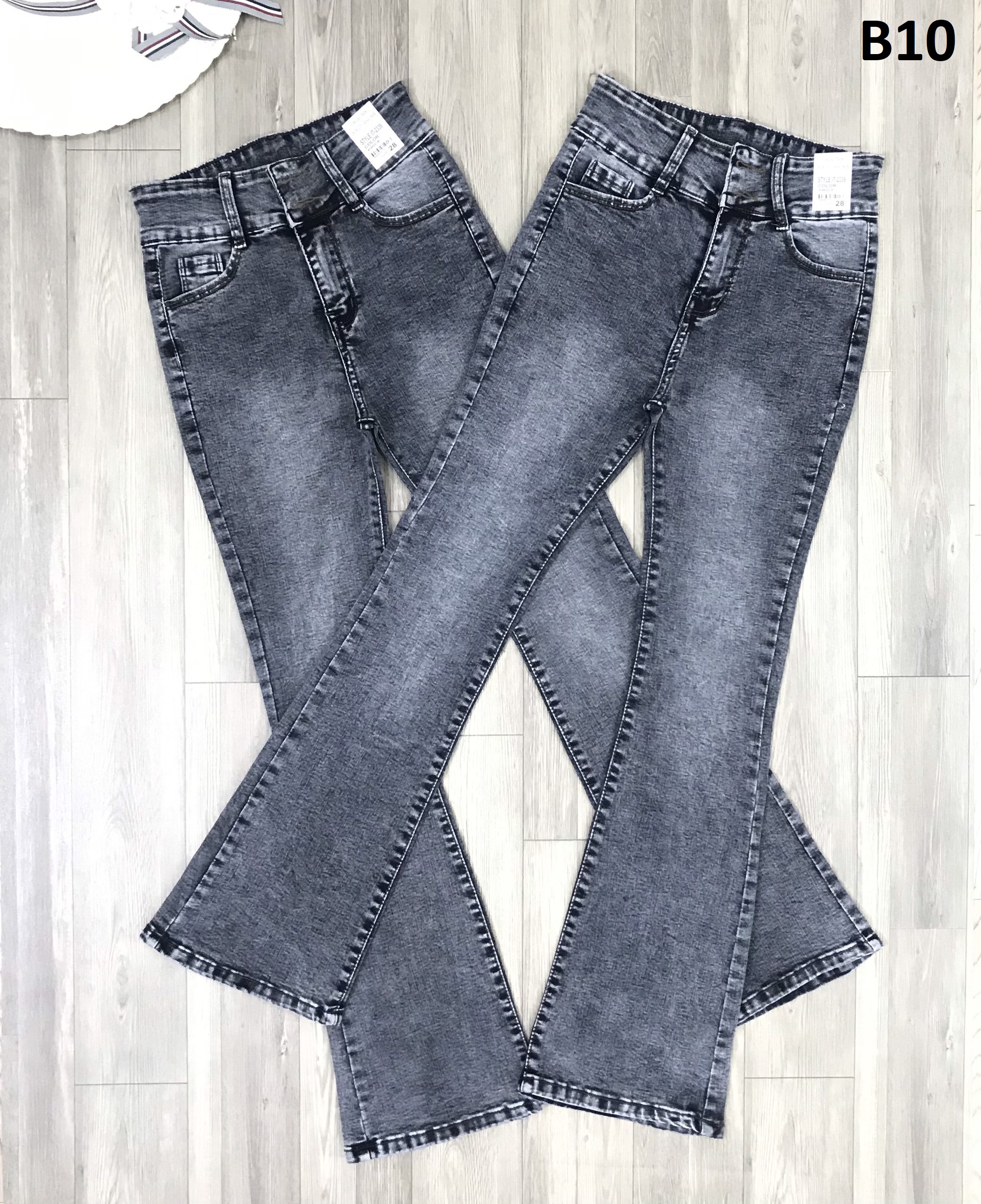 Quần jean nữ loe lưng cao chất jean đẹp co giãn