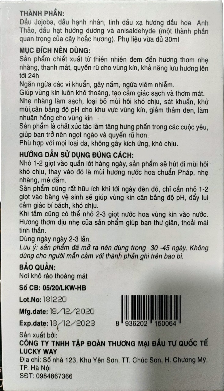 Nước hoa vùng kín LUCKY EVA - 30ml