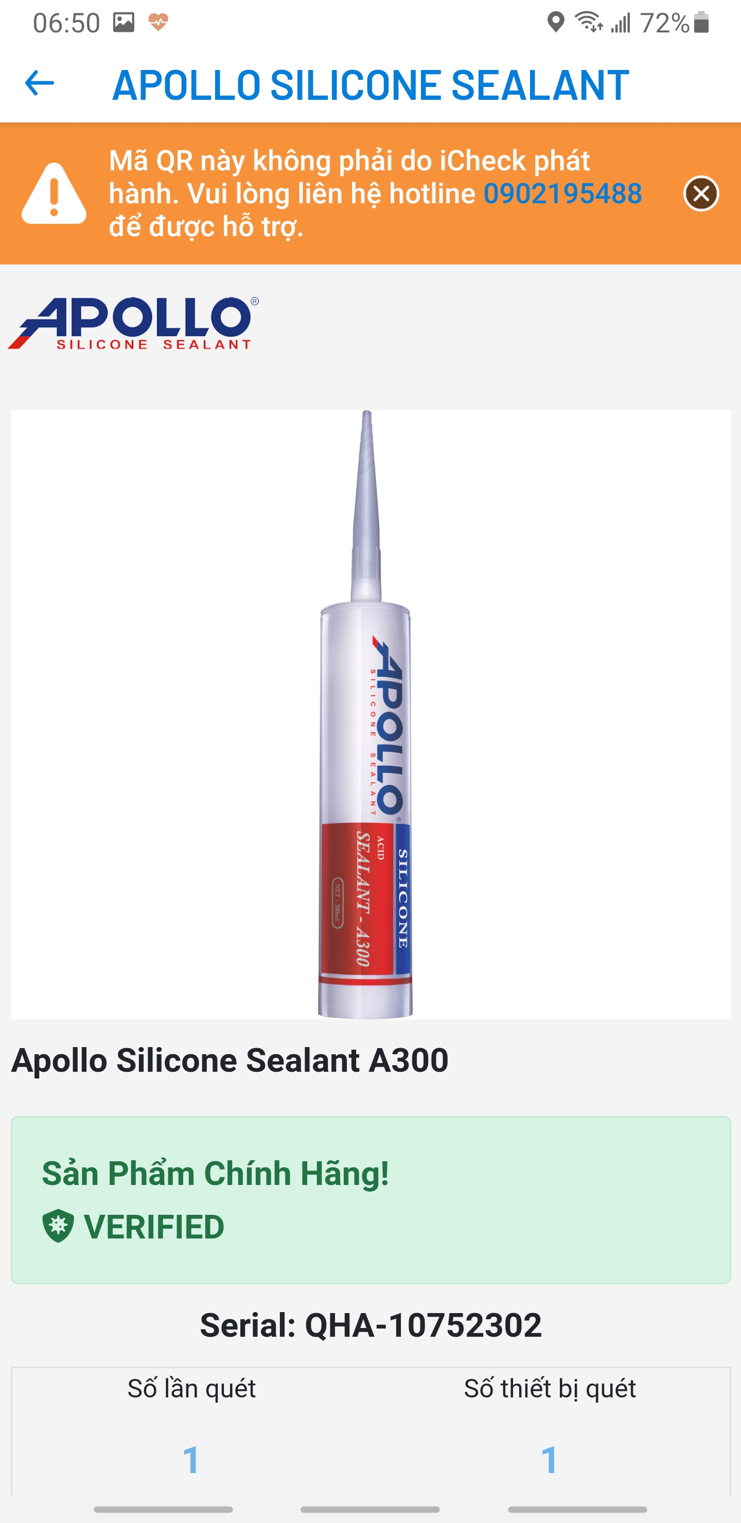 Keo Silicone A300 APOLLO (Chính hãng) - 1 chai