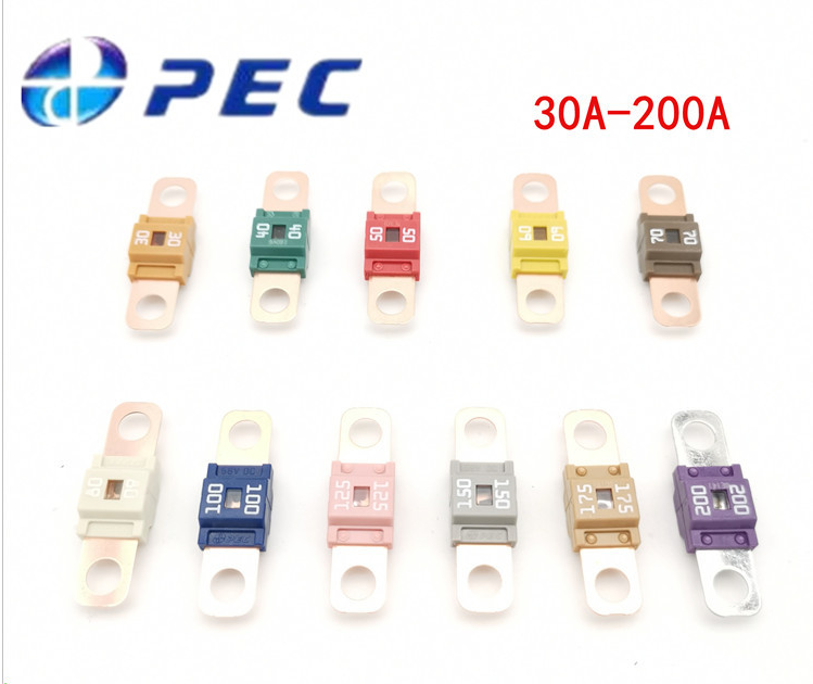 Cầu chì dẹp thẳng PEC nhập bản (xe hơi, xe tải, xe khách) từ 30A-200A (hàng mới) (Giá 1 cái)