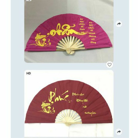 [ SIZE TO ] Quạt Lụa Thư Pháp Cầm Tay .