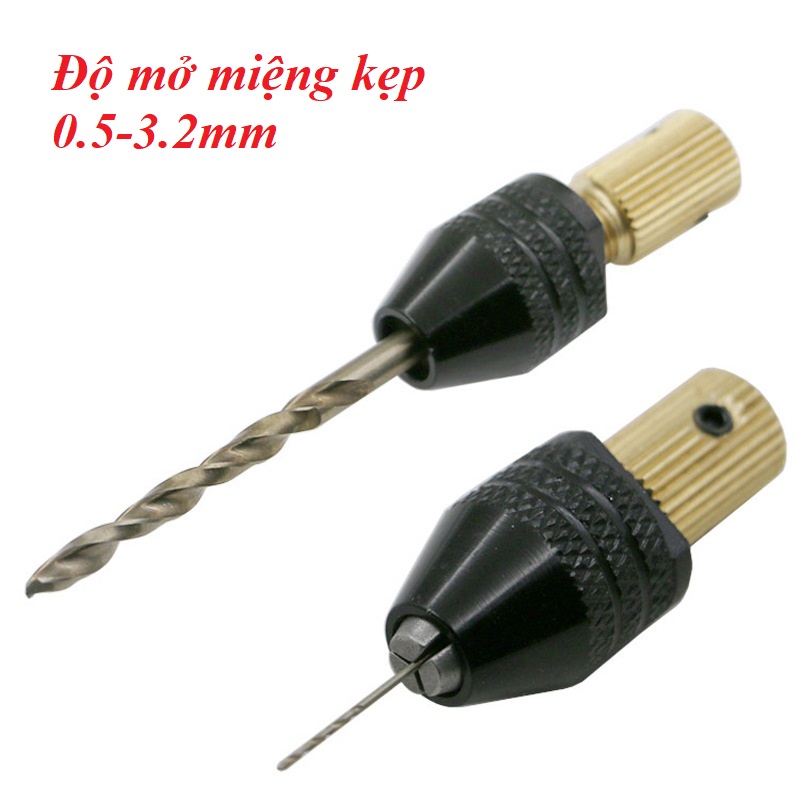 Đầu kẹp mũi khoan mini trục 3.17mm độ mở miệng kẹp 0.5-3.2mm