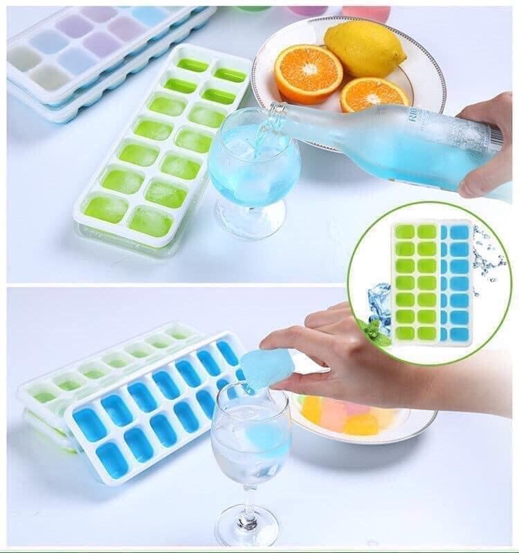 set 3 Khay làm đá, thạch silicon có nắp đậy cao cấp