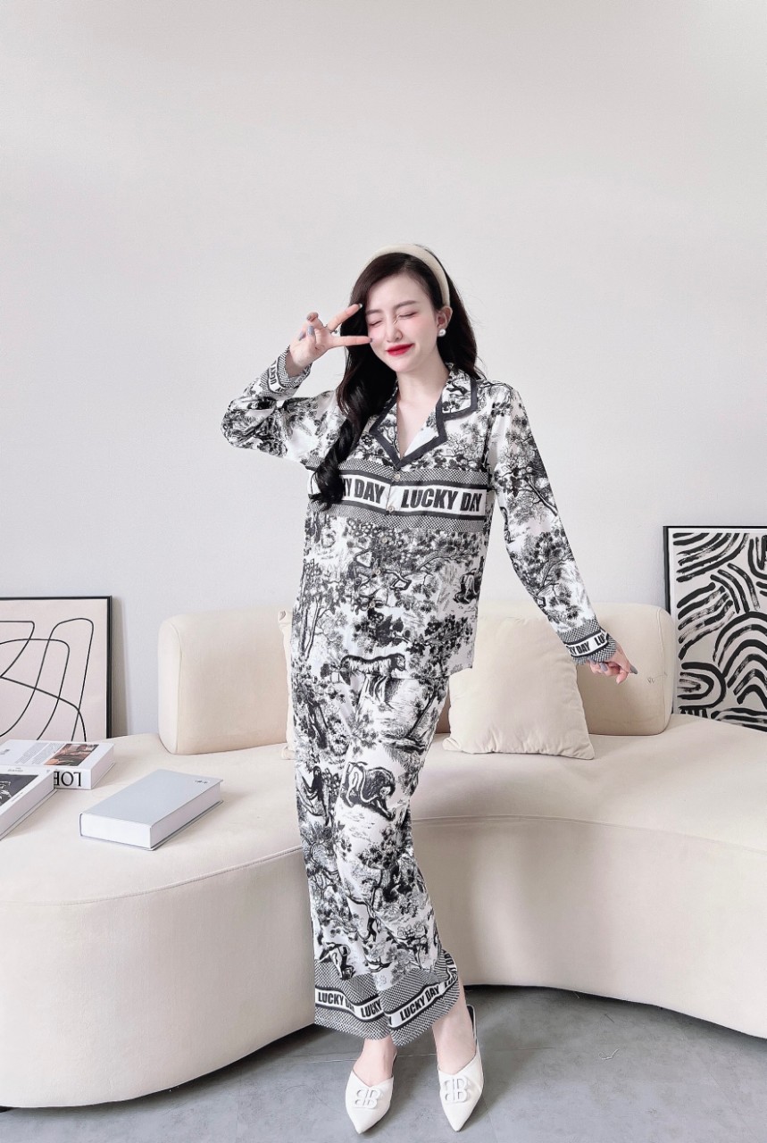 Bộ Pyjama lụa xước ánh kim cao cấp (free size: 45kg đến 65kg) HÀNG THIẾT KẾ MỚI.