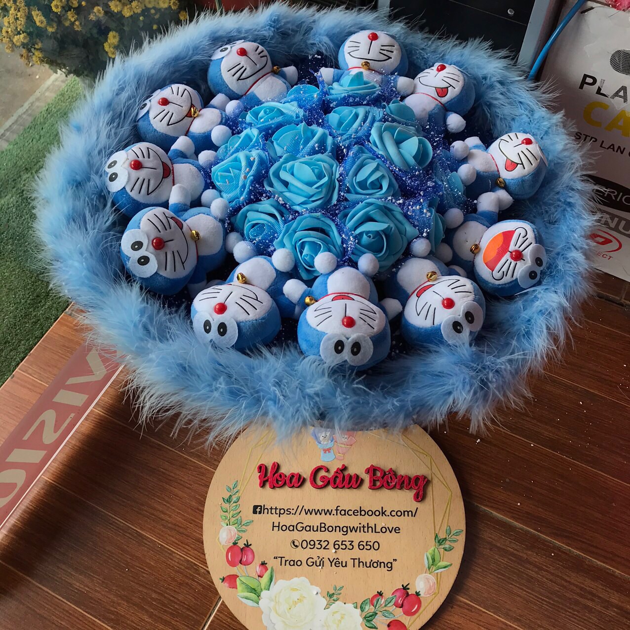 Bouquet teddy bear đôreamon rose gift