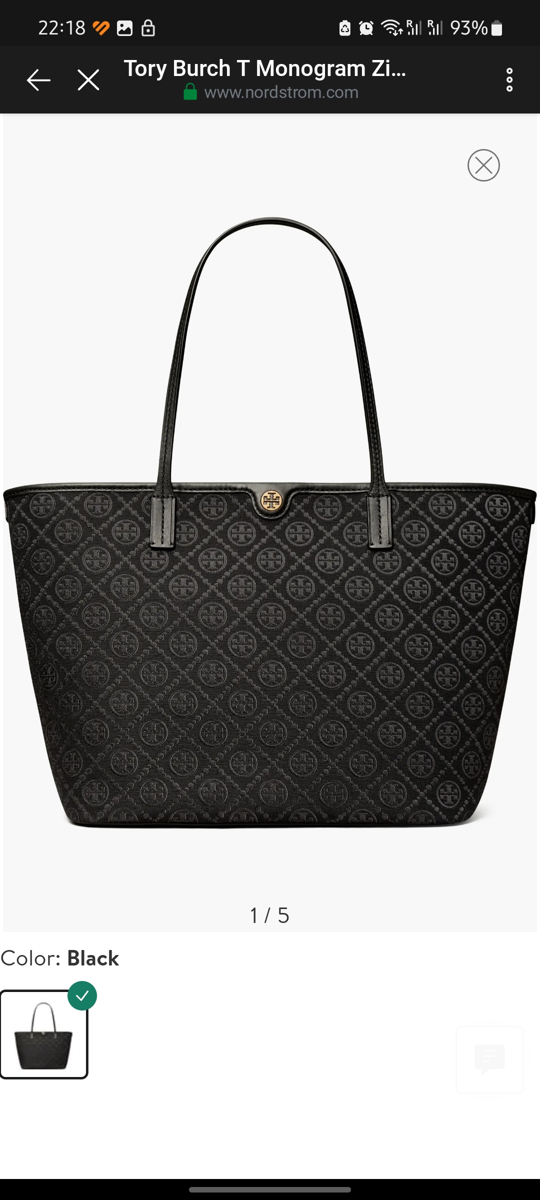 (In stock) TORY BURCH T MONOGRAM TOTE BAG in Black