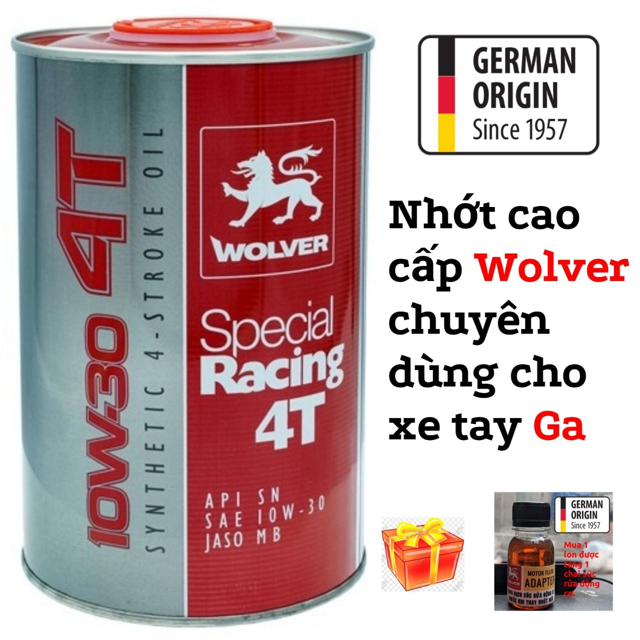 Nhớt tay ga Wolver Special Racing 10W30 SN 0.8L