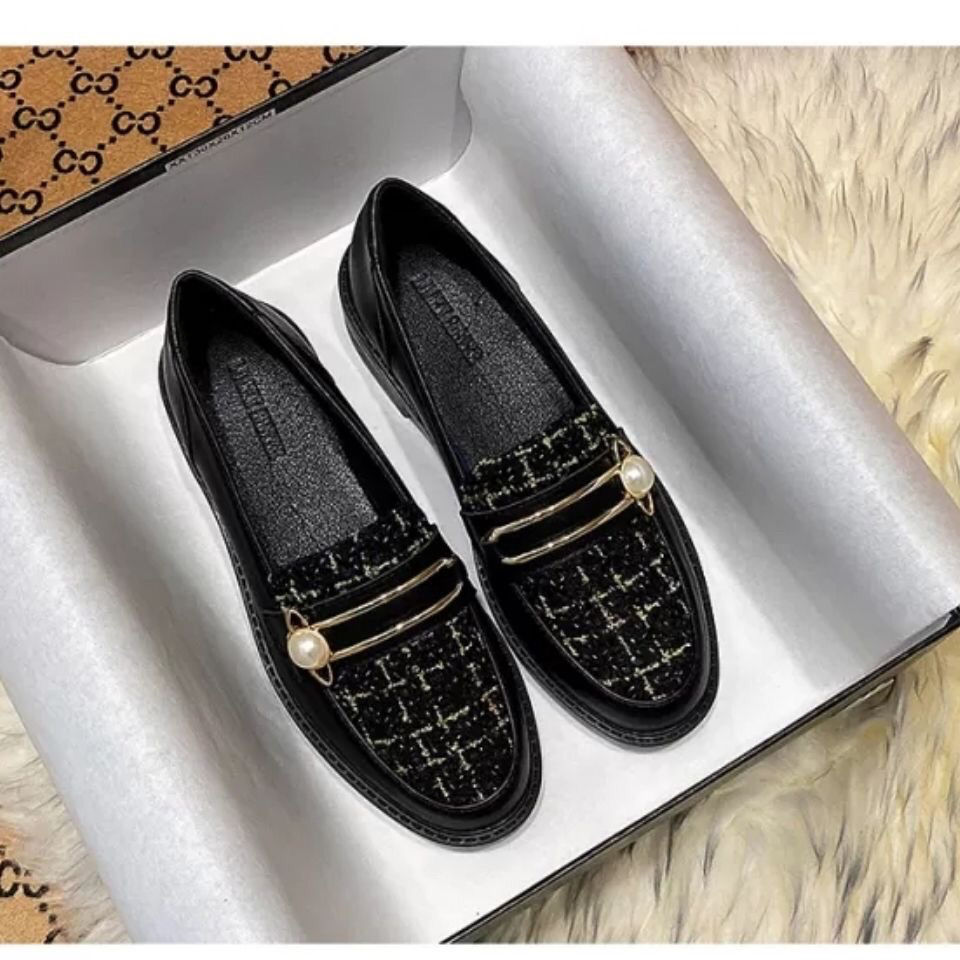 Echo Times Shoes Store 【Free Shipping Miễn phí vận chuyển】Giày đơn của phụ nữ 2024 mới hợp thời trang mùa xuân và mùa hè màu đen tất cả các trận đấu nữ chân rộng giày da nhỏ gót dày thoải m