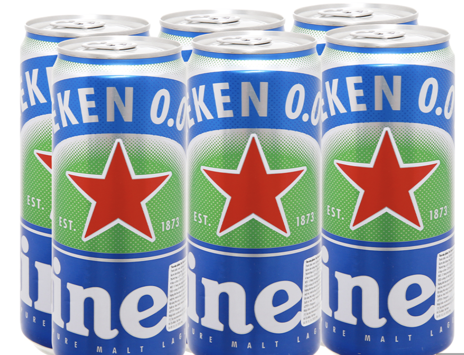 6 lon bia Heineken 0.0% độ cồn 330ml