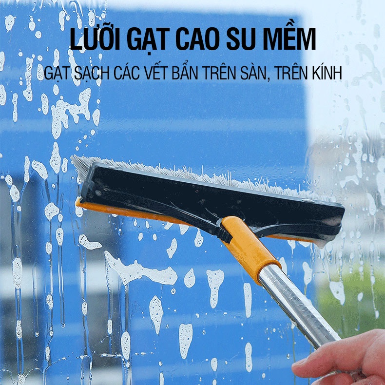 Chổi Chà Sàn Nhà Tắm Thông Minh Thiết Kế Đầu Gạt Nước Và Đầu Chổi Xoay 120 Độ Quét Nhà Siêu Sạch Mọi Góc Bẩn