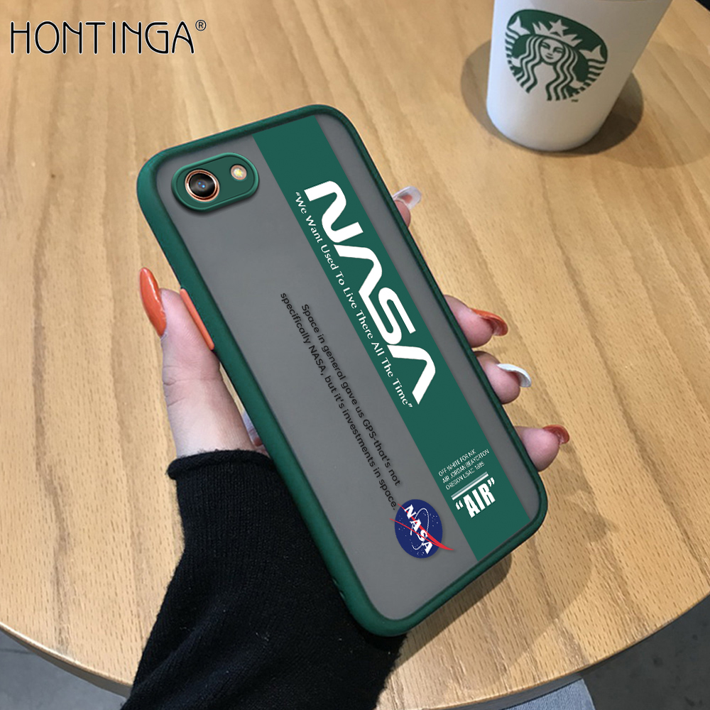 Hontinga Casing Case For OPPO A83 Case Creative America Space AIR NASA LOGO Frosted Transparent Phone Case Full Back Cover Lens Camera Protector Cases Hard Case For Boys For Girls